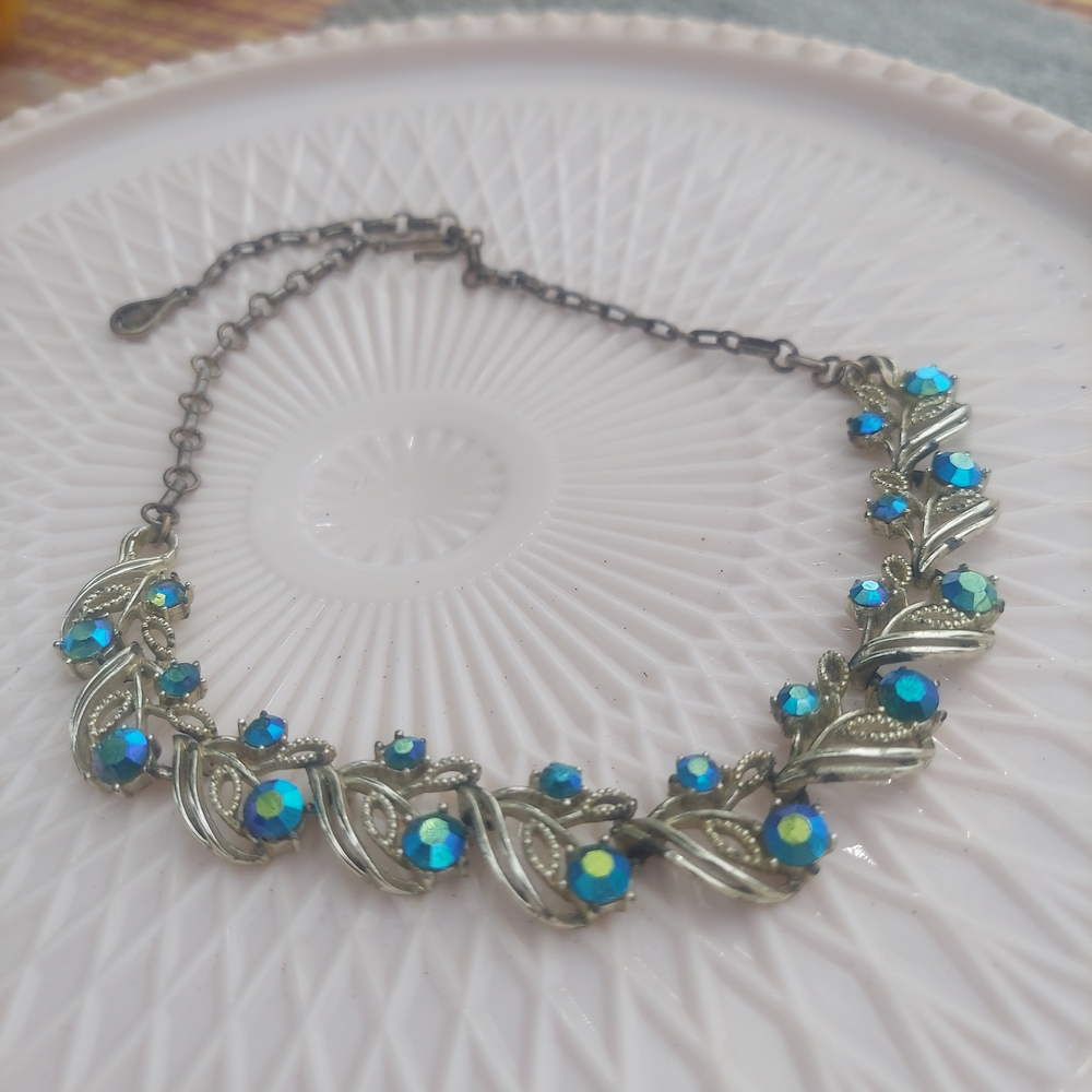 Vintage-Inspired Blue and Silver Necklace